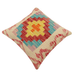 handmade Traditional Pillow Beige Red Hand-Woven SQUARE 100% WOOL Hand woven turkish pillow2 x 2