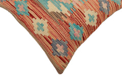 handmade Traditional Pillow Rust Blue Hand-Woven SQUARE 100% WOOL Hand woven turkish pillow2 x 2