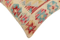handmade Traditional Pillow Beige Red Hand-Woven SQUARE 100% WOOL Hand woven turkish pillow2 x 2