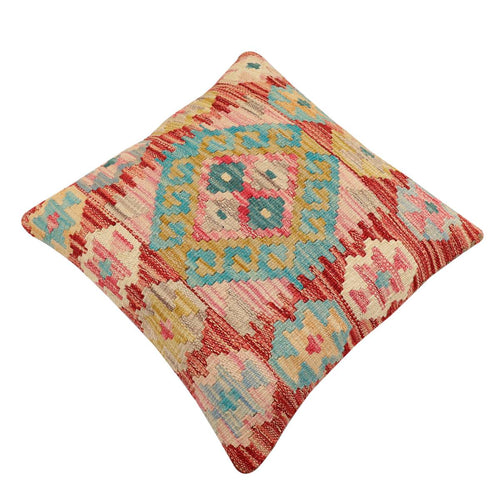 handmade Traditional Pillow Red Blue Hand-Woven SQUARE 100% WOOL Hand woven turkish pillow2 x 2
