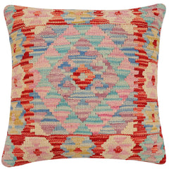 handmade Traditional Pillow Rust Blue Hand-Woven SQUARE 100% WOOL Hand woven turkish pillow2 x 2