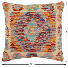 handmade Traditional Pillow Rust Blue Hand-Woven SQUARE 100% WOOL Hand woven turkish pillow 2 x 2
