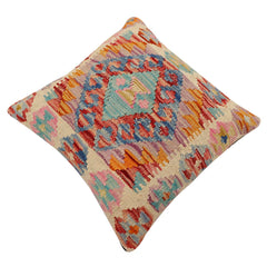handmade Traditional Pillow Rust Blue Hand-Woven SQUARE 100% WOOL Hand woven turkish pillow 2 x 2