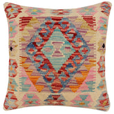 handmade Traditional Pillow Rust Blue Hand-Woven SQUARE 100% WOOL Hand woven turkish pillow 2 x 2