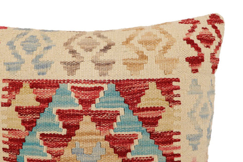 handmade Traditional Pillow Rust Blue Hand-Woven SQUARE 100% WOOL Hand woven turkish pillow 2 x 2