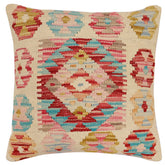 handmade Traditional Pillow Rust Blue Hand-Woven SQUARE 100% WOOL Hand woven turkish pillow 2 x 2