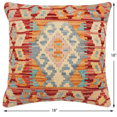 handmade Traditional Pillow Rust Blue Hand-Woven SQUARE 100% WOOL Hand woven turkish pillow2 x 2