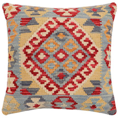 handmade Traditional Pillow Blue Red Hand-Woven SQUARE 100% WOOL Hand woven turkish pillow2 x 2