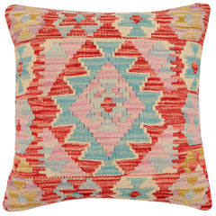 handmade Traditional Pillow Red Blue Hand-Woven SQUARE 100% WOOL Hand woven turkish pillow2 x 2