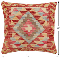 handmade Traditional Pillow Rust Beige Hand-Woven SQUARE 100% WOOL Hand woven turkish pillow2 x 2