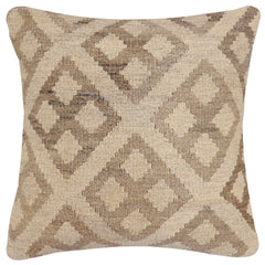 handmade Traditional Pillow Beige Tan Hand-Woven SQUARE 100% WOOL Hand woven turkish pillow2 x 2