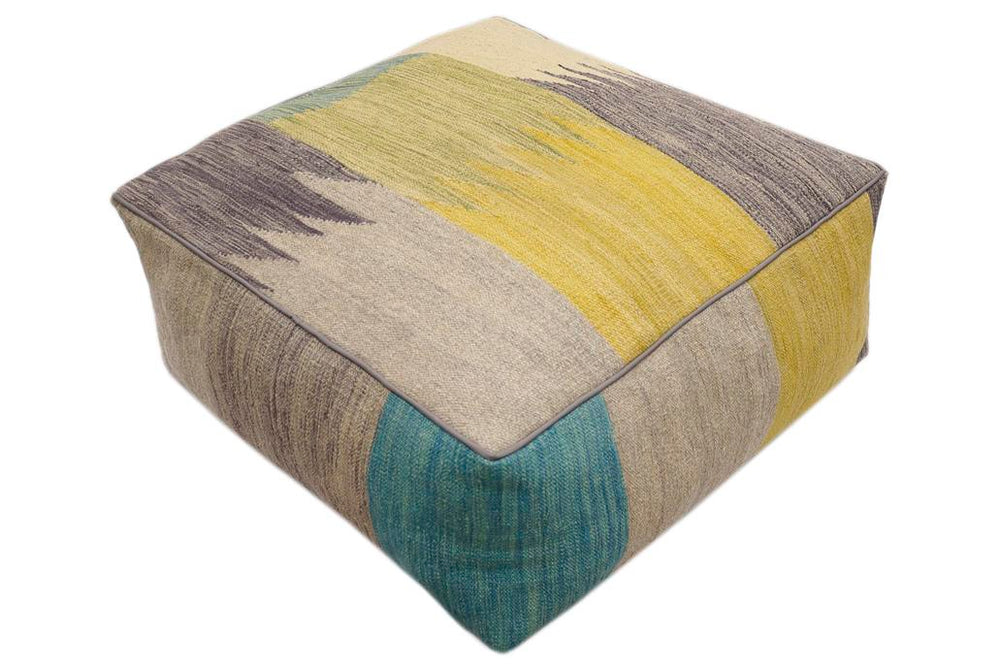 handmade Modern Floor Cushion Beige Beige Hand-made SQUARE 100% WOOL Floor Cushion Floor Pillow