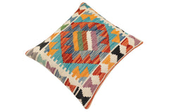 handmade Traditional Pillow Rust Blue Hand-Woven SQUARE 100% WOOL Hand woven turkish pillow 3 x 5