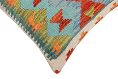 handmade Traditional Pillow Rust Blue Hand-Woven SQUARE 100% WOOL Hand woven turkish pillow 3 x 5