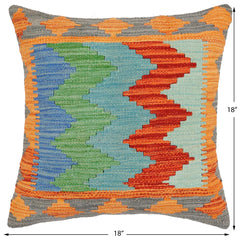 handmade Modern Pillow Rust Blue Hand-Woven SQUARE 100% WOOL Hand woven turkish pillow 2 x 2