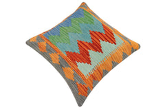 handmade Modern Pillow Rust Blue Hand-Woven SQUARE 100% WOOL Hand woven turkish pillow 2 x 2