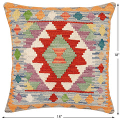 handmade Traditional Pillow Rust Blue Hand-Woven SQUARE 100% WOOL Hand woven turkish pillow2 x 2
