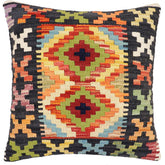 18x18 hand woven kilim throw pillow in black, rust and red - Boho Chic Lilliam