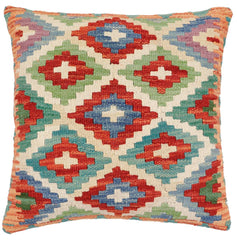 handmade Traditional Pillow Beige Rust Hand-Woven SQUARE 100% WOOL Hand woven turkish pillow2 x 2