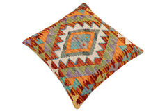 handmade Traditional Pillow Rust Blue Hand-Woven SQUARE 100% WOOL Hand woven turkish pillow 2 x 2