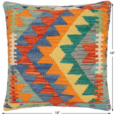 handmade Modern Pillow Rust Blue Hand-Woven SQUARE 100% WOOL Hand woven turkish pillow 2 x 2