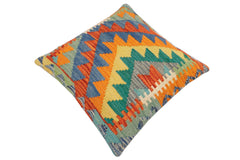 handmade Modern Pillow Rust Blue Hand-Woven SQUARE 100% WOOL Hand woven turkish pillow 2 x 2
