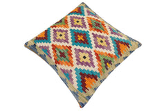 handmade Traditional Pillow Rust Blue Hand-Woven SQUARE 100% WOOL Hand woven turkish pillow2 x 2