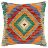 handmade Traditional Pillow Rust Blue Hand-Woven SQUARE 100% WOOL Hand woven turkish pillow 3 x 5