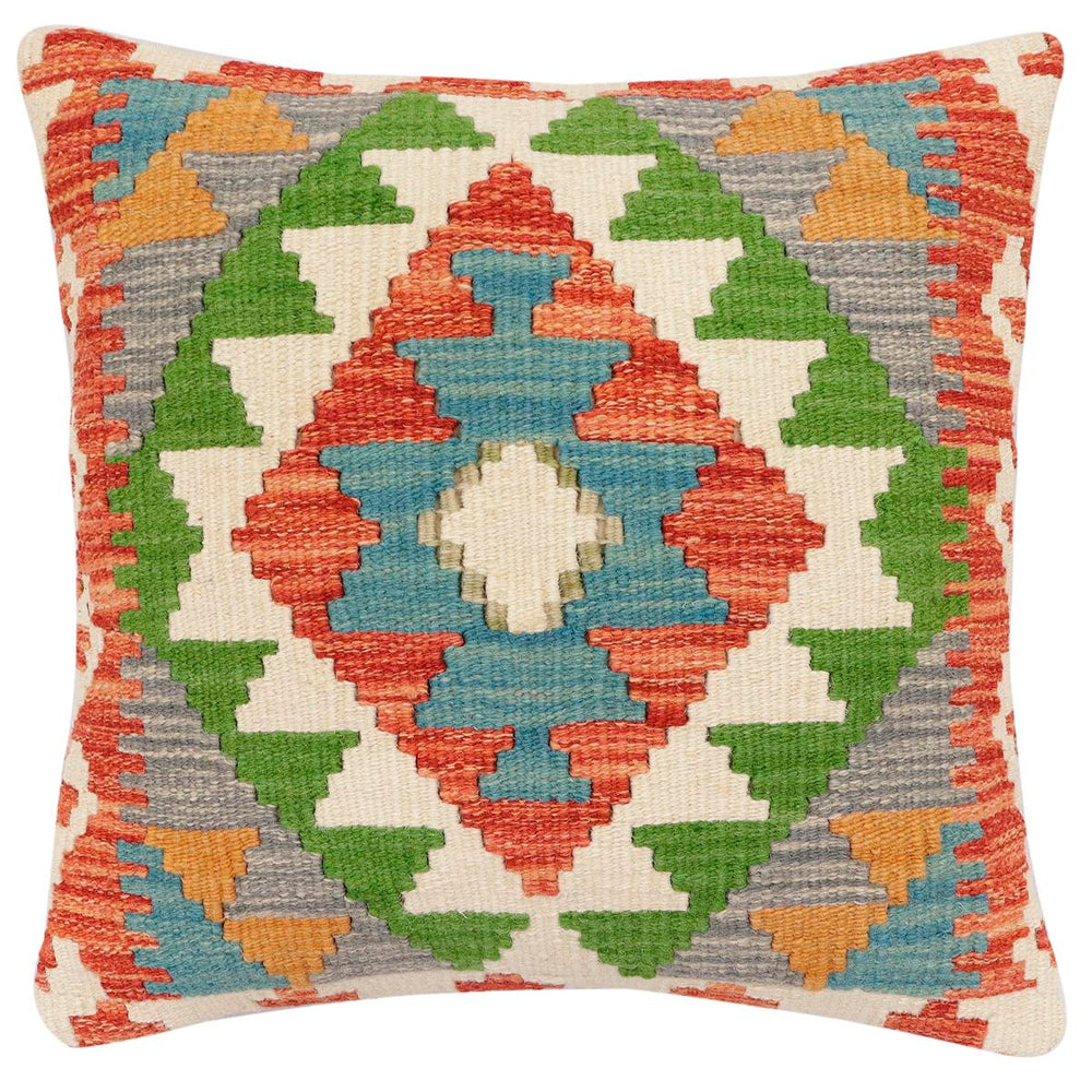 handmade Traditional Pillow Rust Blue Hand-Woven SQUARE 100% WOOL Hand woven turkish pillow2 x 2