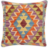 handmade Traditional Pillow Blue Rust Hand-Woven SQUARE 100% WOOL Hand woven turkish pillow 2 x 2