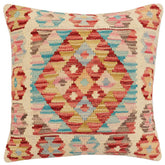 handmade Traditional Pillow Red Blue Hand-Woven SQUARE 100% WOOL Hand woven turkish pillow 2 x 2