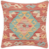 handmade Traditional Pillow Red Blue Hand-Woven SQUARE 100% WOOL Hand woven turkish pillow 2 x 2