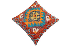 handmade Traditional Pillow Rust Blue Hand-Woven SQUARE 100% WOOL Hand woven turkish pillow2 x 2