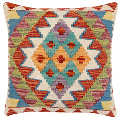 handmade Traditional Pillow Rust Blue Hand-Woven SQUARE 100% WOOL Hand woven turkish pillow2 x 2