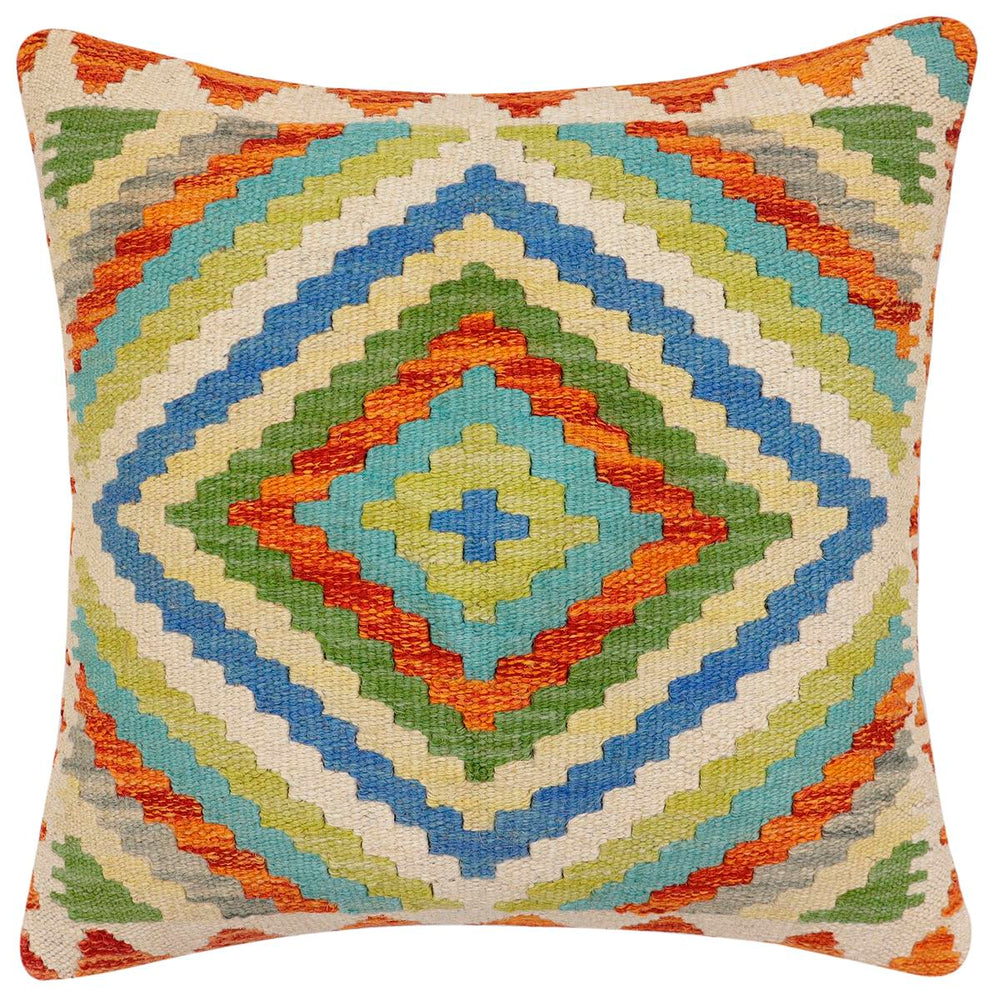 handmade Traditional Pillow Rust Beige Hand-Woven SQUARE 100% WOOL Hand woven turkish pillow2 x 2