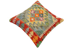 handmade Traditional Pillow Rust Blue Hand-Woven SQUARE 100% WOOL Hand woven turkish pillow2 x 2