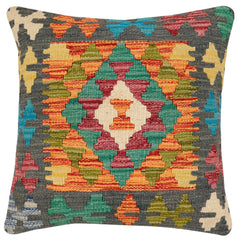 handmade Traditional Pillow Rust Charcoal Hand-Woven SQUARE 100% WOOL Hand woven turkish pillow2 x 2