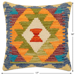 handmade Traditional Pillow Blue Maroon Hand-Woven SQUARE 100% WOOL Hand woven turkish pillow 2 x 2