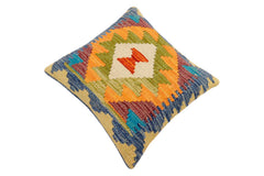 handmade Traditional Pillow Blue Maroon Hand-Woven SQUARE 100% WOOL Hand woven turkish pillow 2 x 2