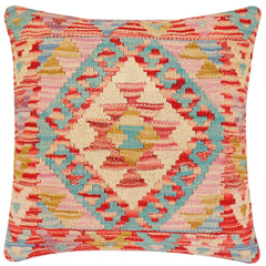 handmade Traditional Pillow Red Blue Hand-Woven SQUARE 100% WOOL Hand woven turkish pillow2 x 2