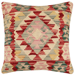 handmade Traditional Pillow Red Beige Hand-Woven SQUARE 100% WOOL Hand woven turkish pillow2 x 2