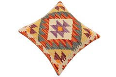 handmade Traditional Pillow Rust Gray Hand-Woven SQUARE 100% WOOL Hand woven turkish pillow 2 x 2