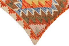 handmade Traditional Pillow Rust Blue Hand-Woven SQUARE 100% WOOL Hand woven turkish pillow2 x 2