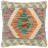 handmade Traditional Pillow Gray Rust Hand-Woven SQUARE 100% WOOL Hand woven turkish pillow 2 x 2
