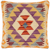 handmade Traditional Pillow Rust Blue Hand-Woven SQUARE 100% WOOL Hand woven turkish pillow 2 x 2