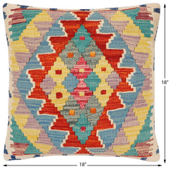 handmade Traditional Pillow Rust Blue Hand-Woven SQUARE 100% WOOL Hand woven turkish pillow2 x 2