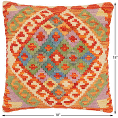 handmade Traditional Pillow Rust Blue Hand-Woven SQUARE 100% WOOL Hand woven turkish pillow2 x 2