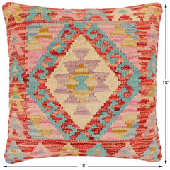 handmade Traditional Pillow Red Blue Hand-Woven SQUARE 100% WOOL Hand woven turkish pillow2 x 2