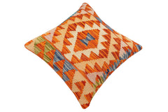 handmade Traditional Pillow Rust Blue Hand-Woven SQUARE 100% WOOL Hand woven turkish pillow2 x 2
