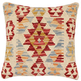 handmade Traditional Pillow Red Blue Hand-Woven SQUARE 100% WOOL Hand woven turkish pillow 3 x 5